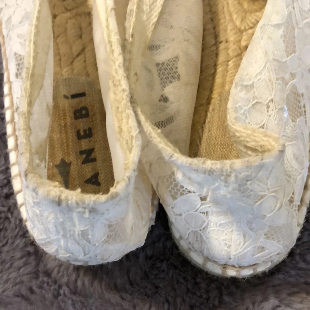 Manebi White Lace Platform Espadrilles